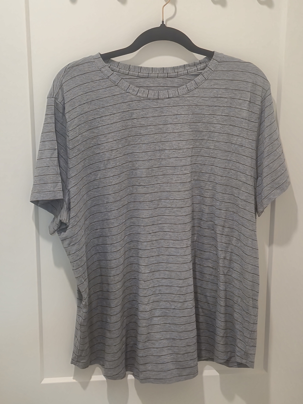 lululemon athletica Heather Gray Thin-Striped Short Sleeve Tee